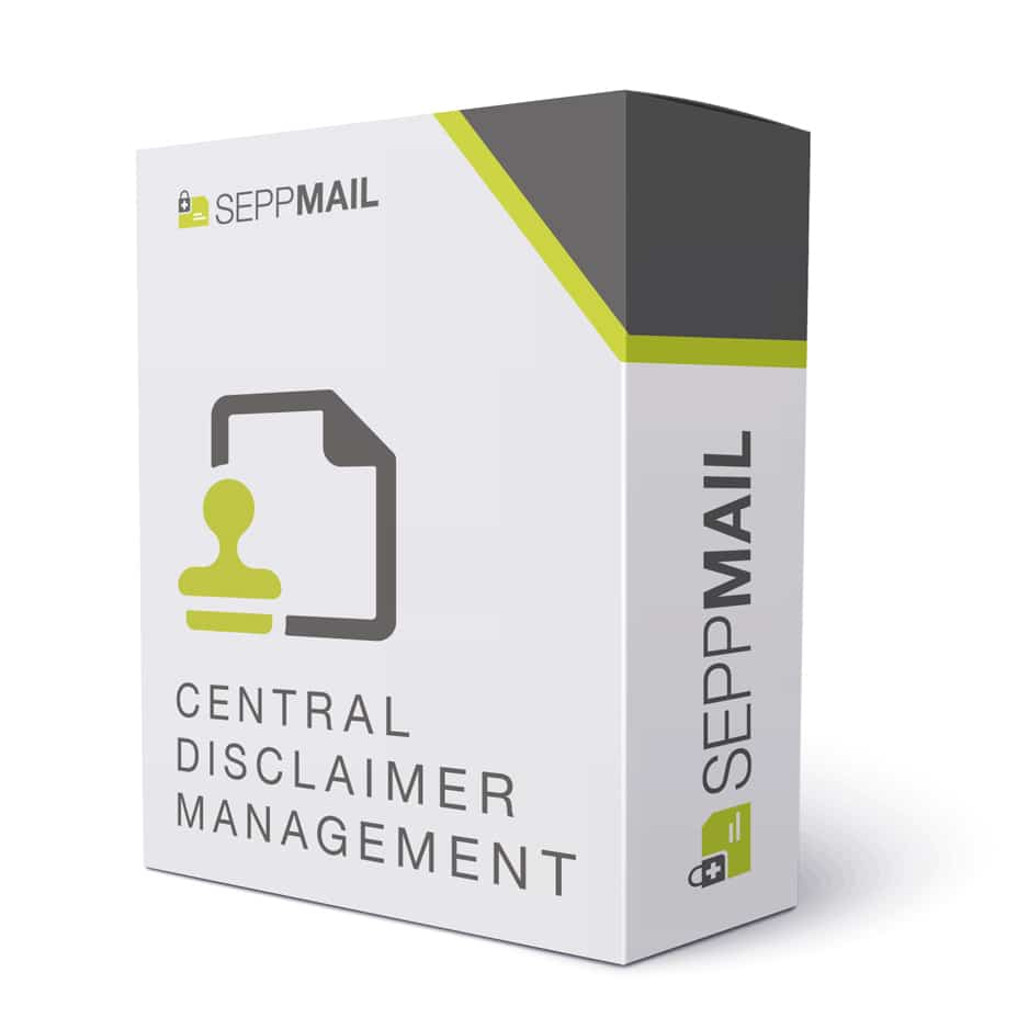Verpackung des Produktes Central Disclaimer Management von SEPPmail