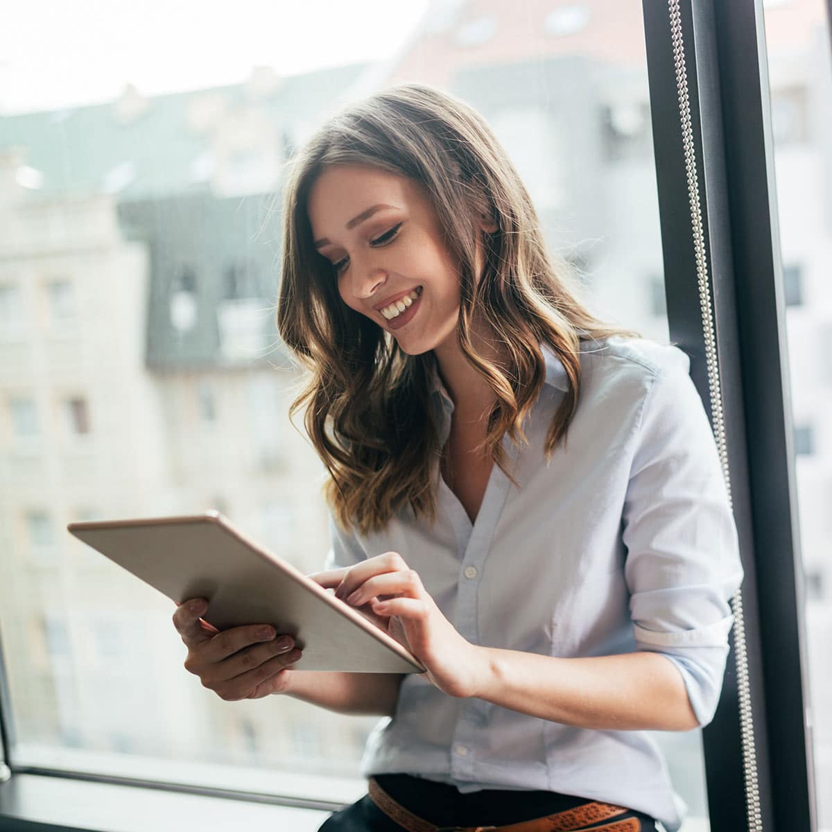 Woman working on Tablet