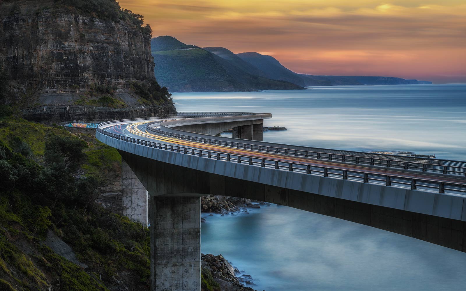 Bridge with lake in background