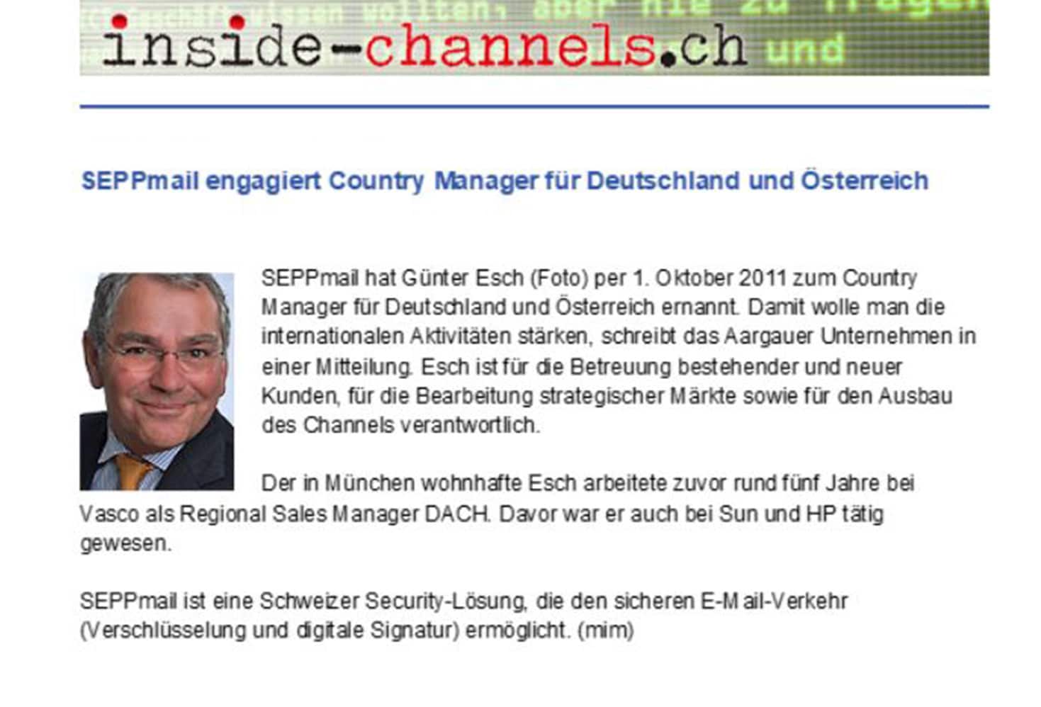 Inside Channels Artikel über Günter Esch